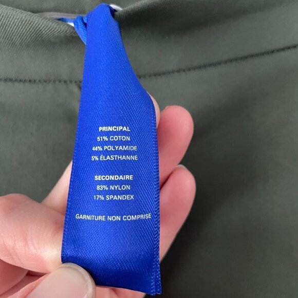 Kit And Ace Mid Rise Straight Leg Flat Front Casual Trouser Pants Army Green 10 - Picture 9 of 9